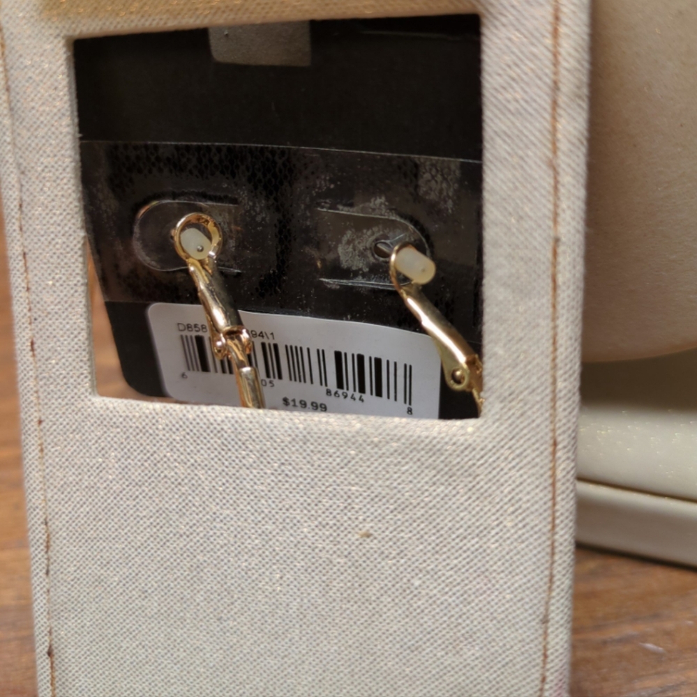 Chic 2PC Initial 'S' Jewelry Set, Sparkly Necklace & Hoop Earrings Goldtone Glam - Picture 6 of 7